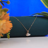 Rose Gold Swan Design CZ Pendant With Chain